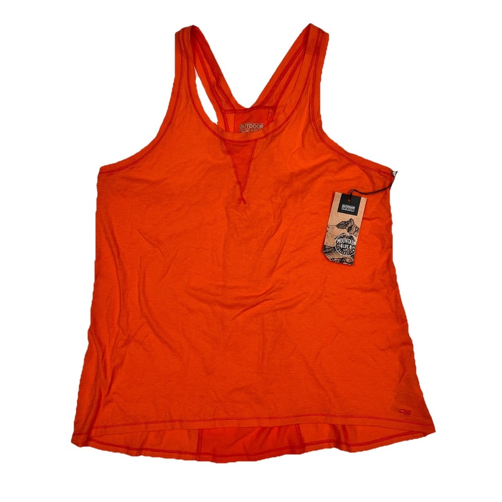 Outdoor Research Etesian Tank Womens Large Top Orange Sleeveless Running Hiking